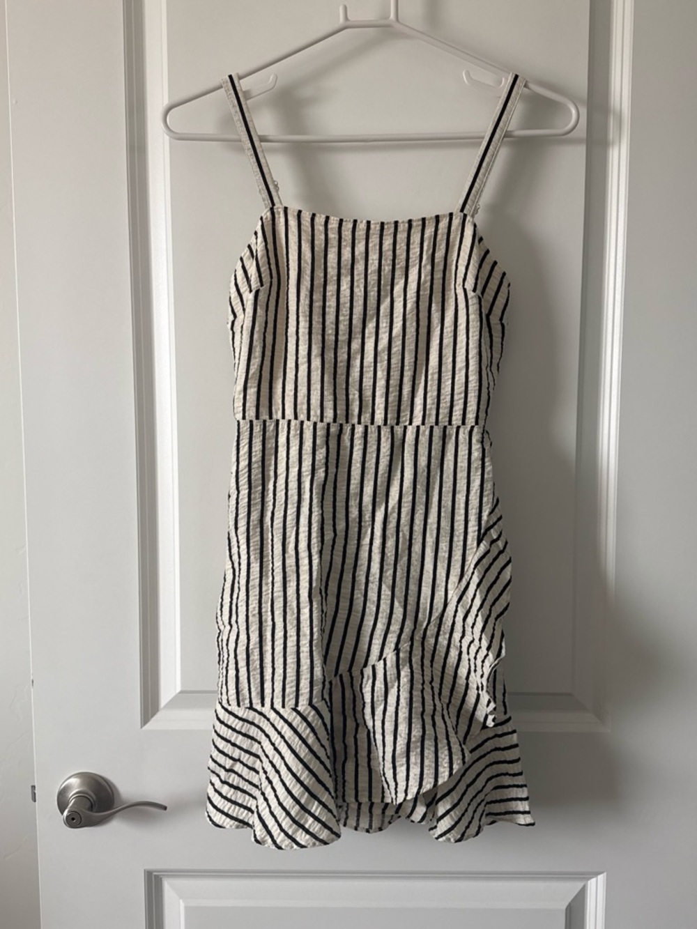 Express Black and Cream Striped Spaghetti Strap Dress